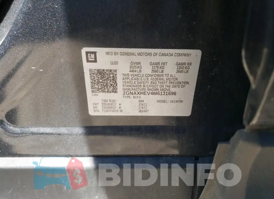 2GNAXHEV4M6131696 Photo# 13
