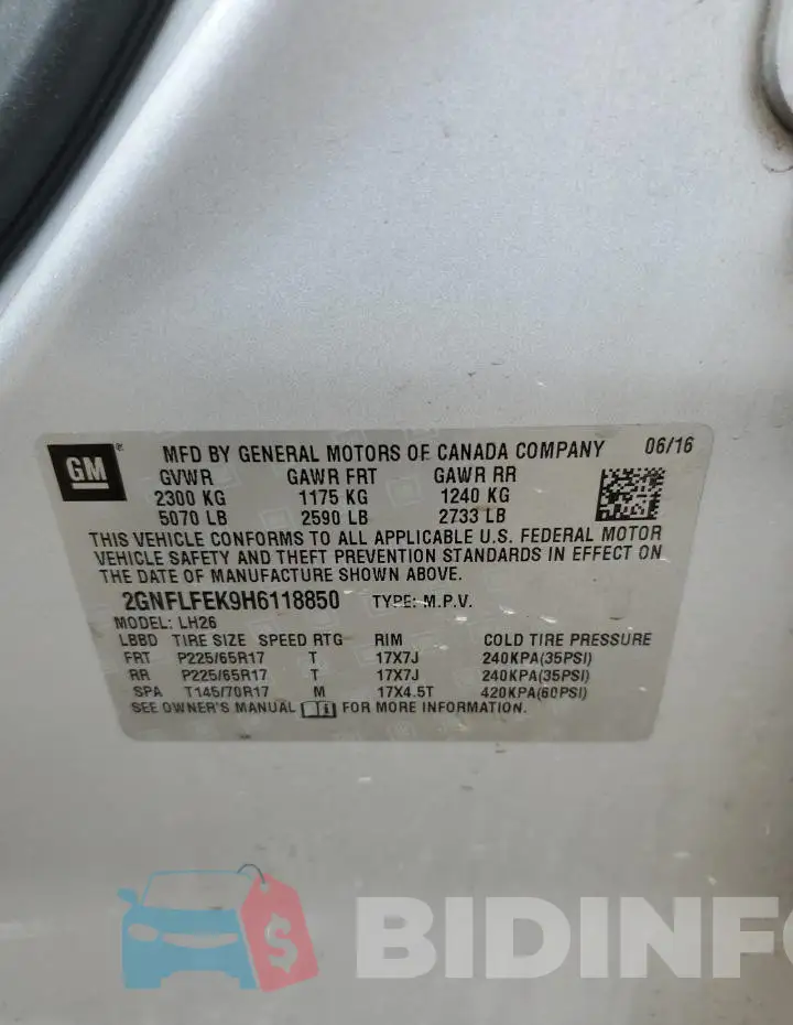 2GNFLFEK9H6118850 Photo# 14