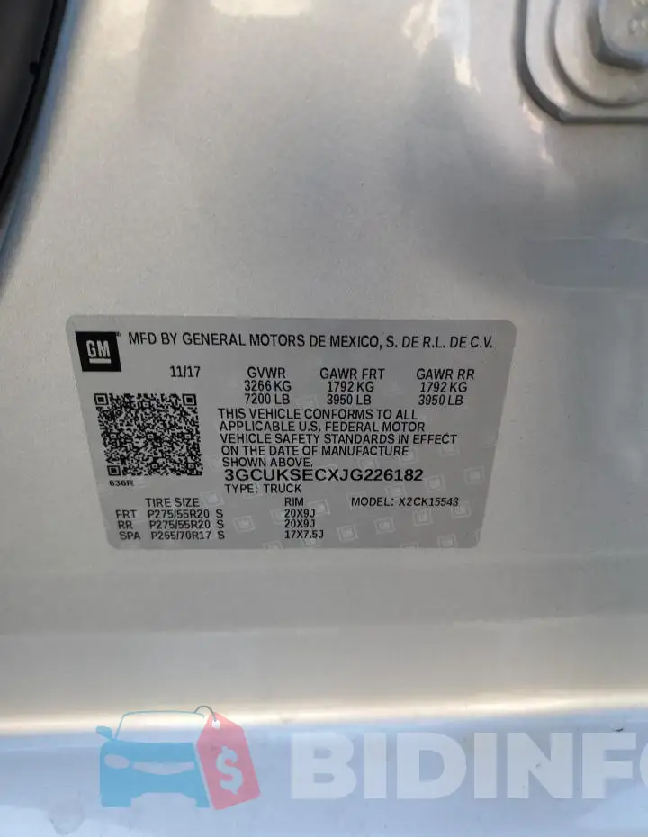 3GCUKSECXJG226182 Photo# 12