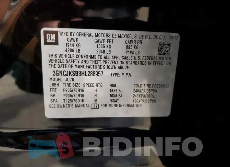 3GNCJKSB8HL288957 Photo# 13