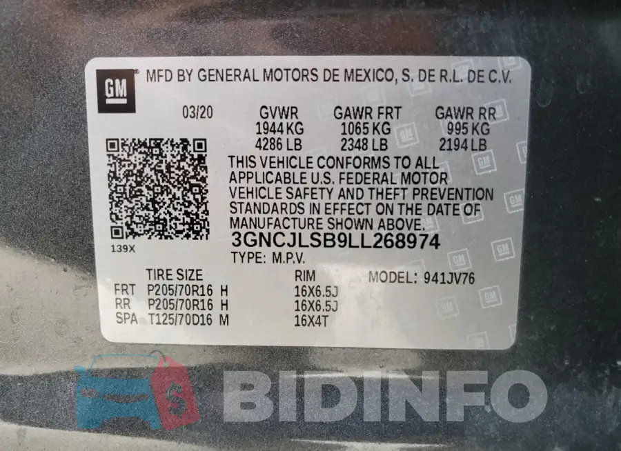3GNCJLSB9LL268974 Photo# 13