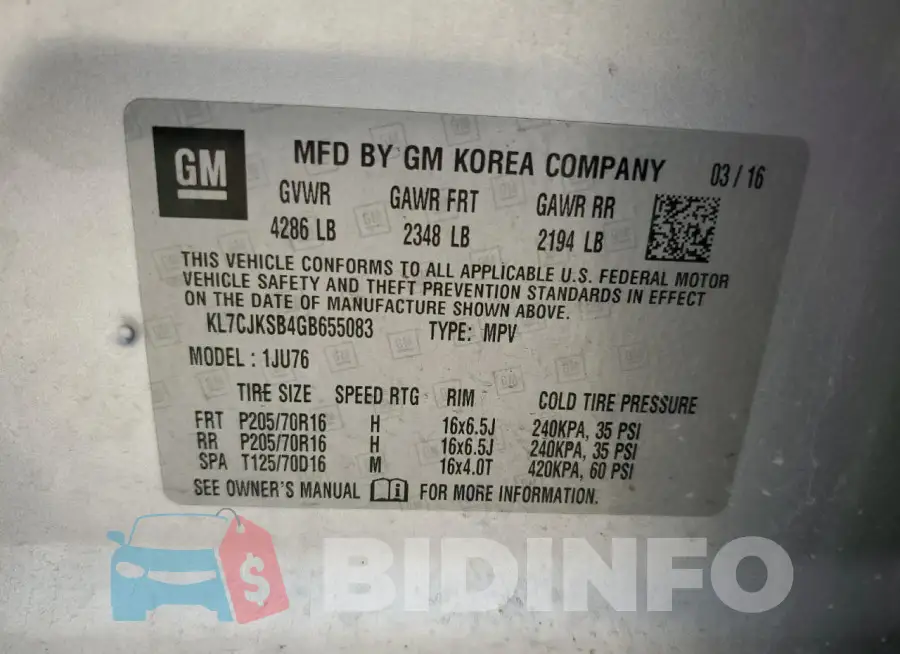 KL7CJKSB4GB655083 Photo# 13