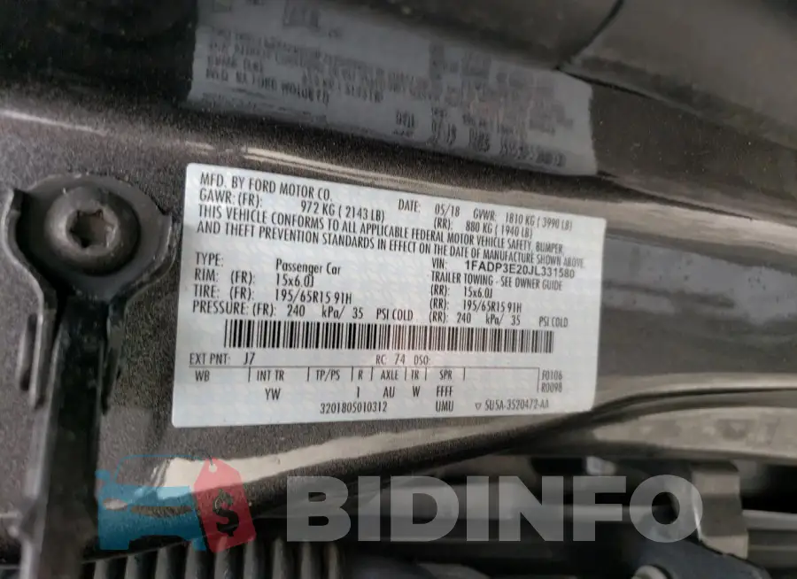 1FADP3E20JL331580 Photo# 12