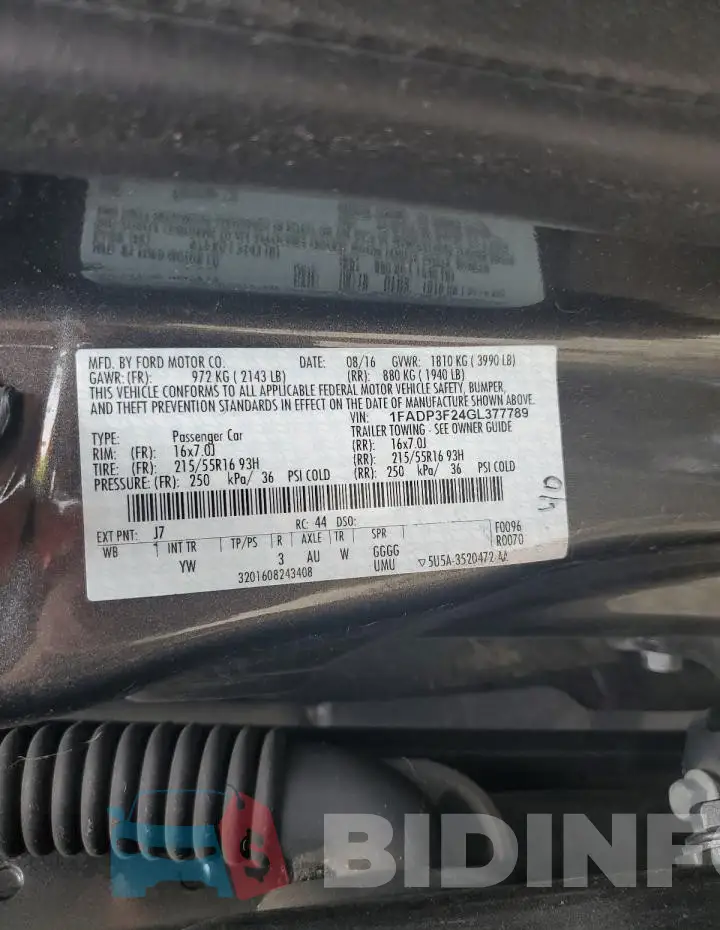 1FADP3F24GL377789 Photo# 12