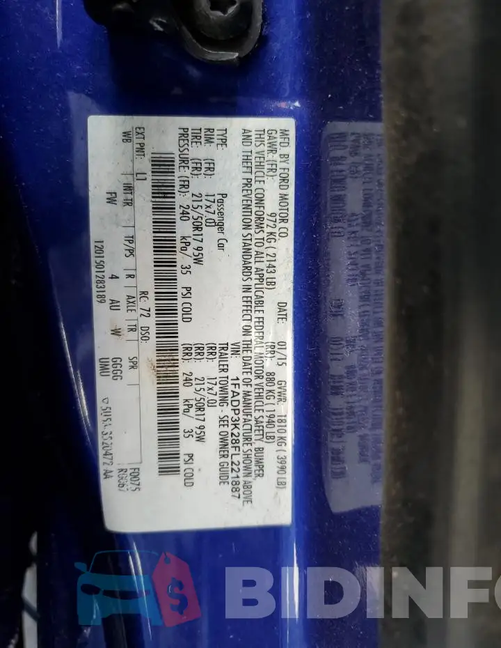 1FADP3K28FL221887 Photo# 12