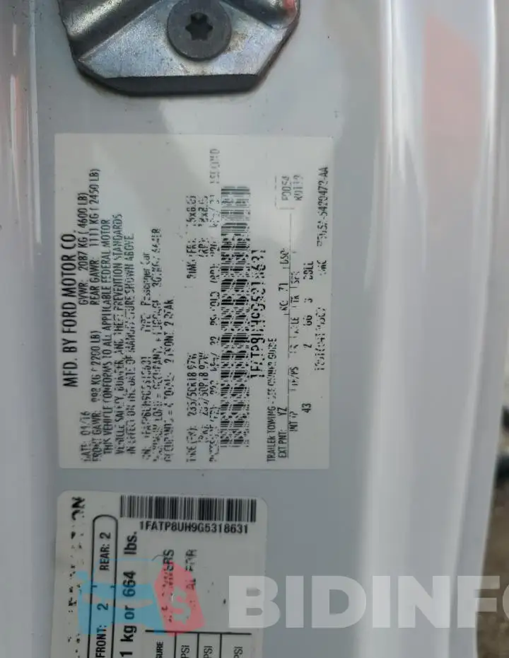 1FATP8UH9G5318631 Photo# 12