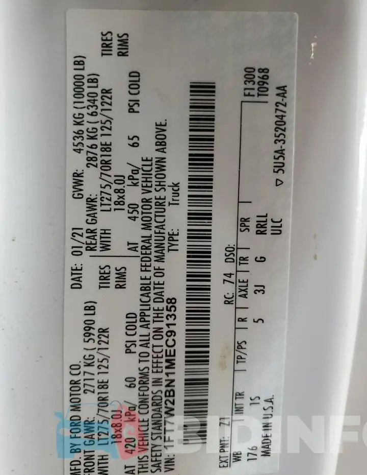 1FT7W2BN1MEC91358 Photo# 13