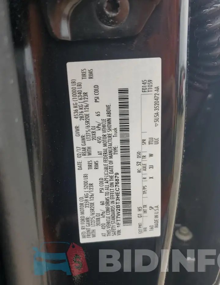 1FT7W2BT3HEC76879 Photo# 12