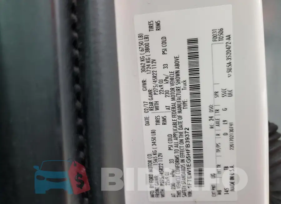 1FTEW1EG5HFB39372 Photo# 12