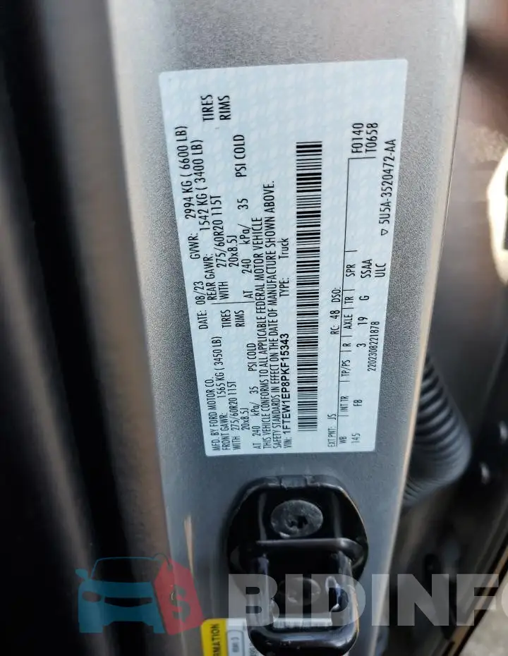 1FTEW1EP8PKF15343 Photo# 12