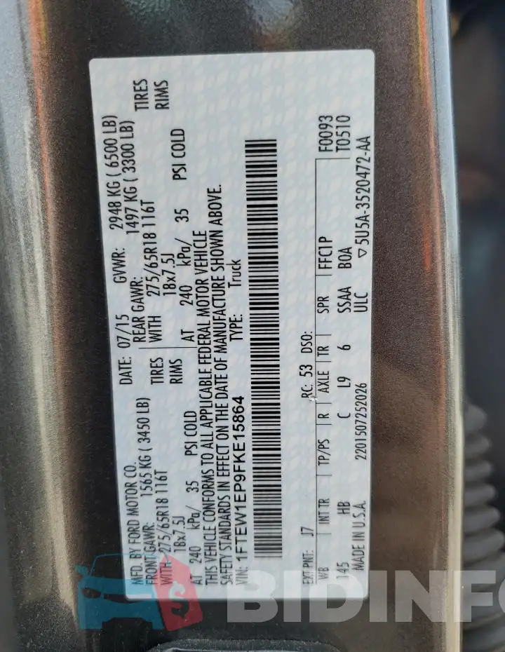 1FTEW1EP9FKE15864 Photo# 12