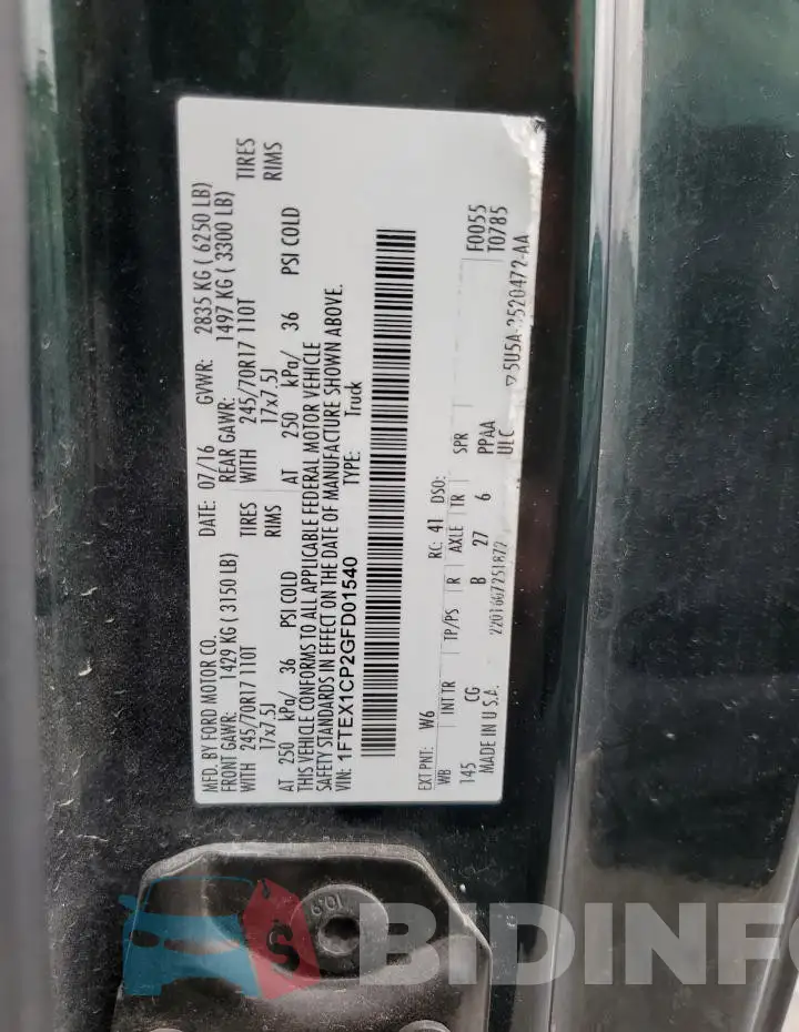 1FTEX1CP2GFD01540 Photo# 12