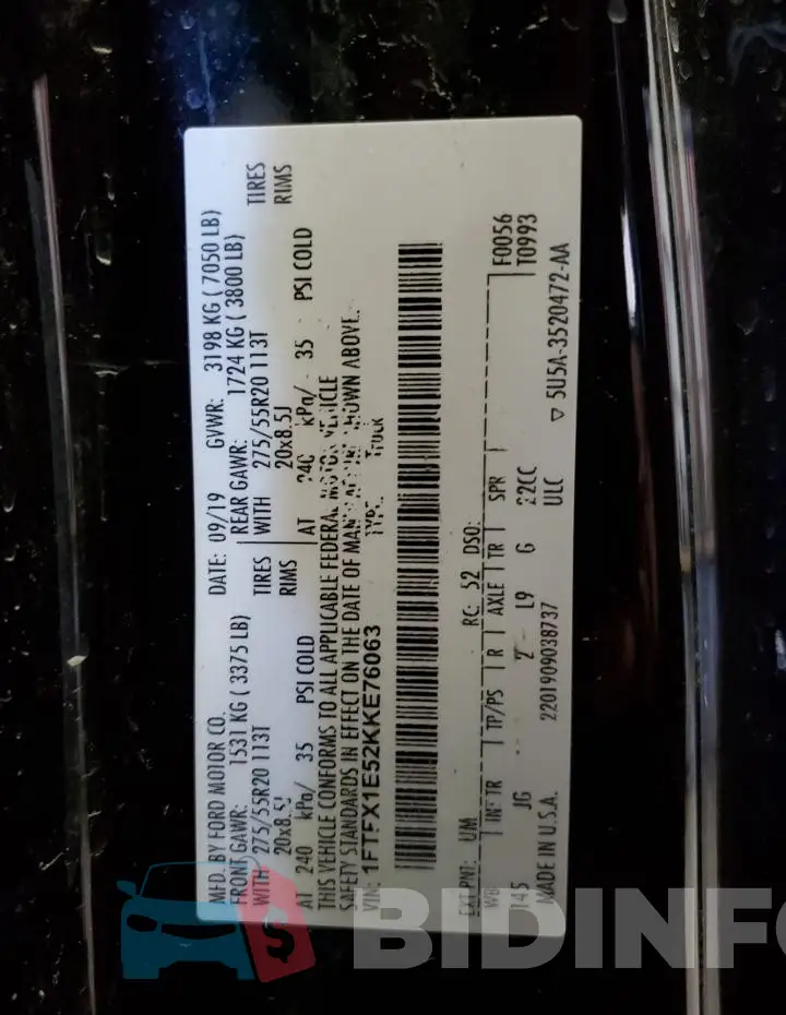 1FTFX1E52KKE76063 Photo# 12