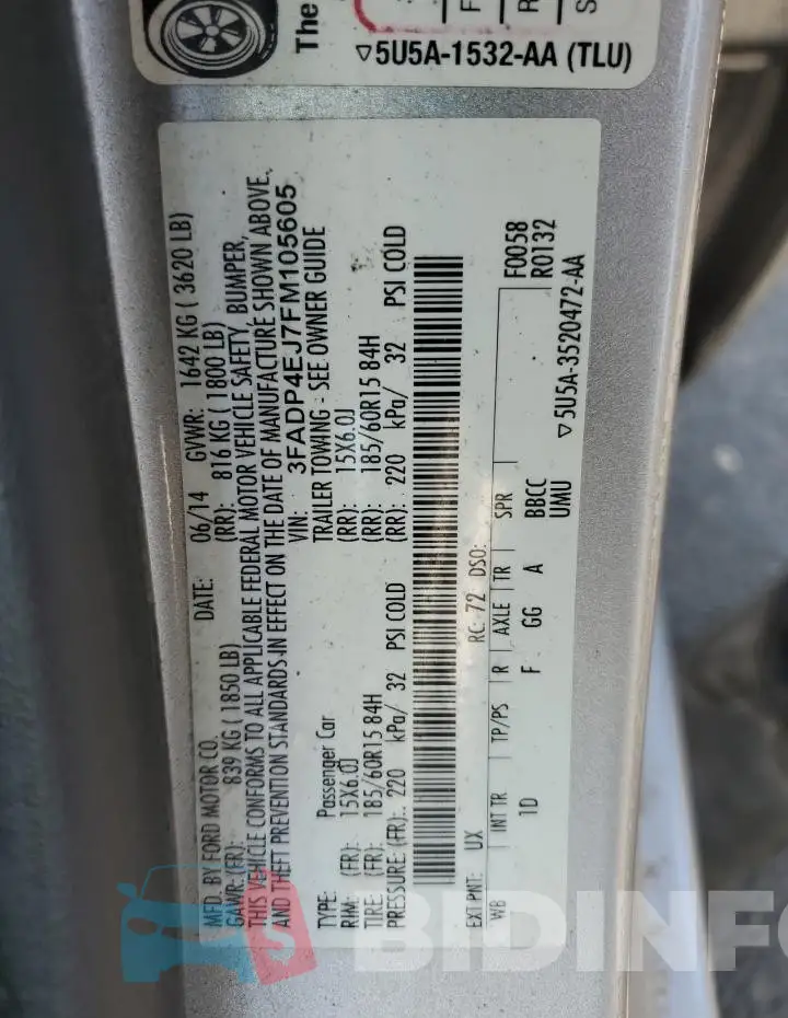 3FADP4EJ7FM105605 Photo# 12