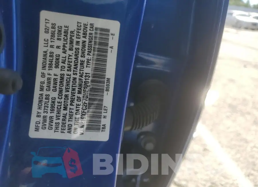 19XFC2F70HE220131 Photo# 12
