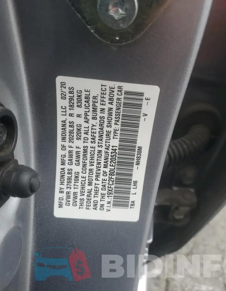 19XFC2F80LE205341 Photo# 12