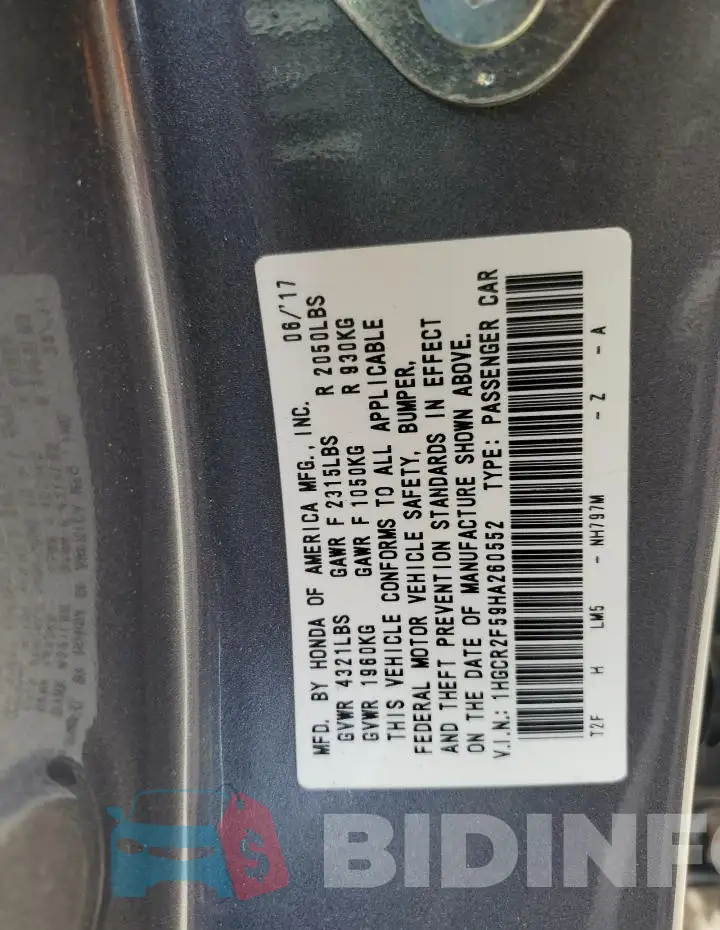 1HGCR2F59HA260552 Photo# 13