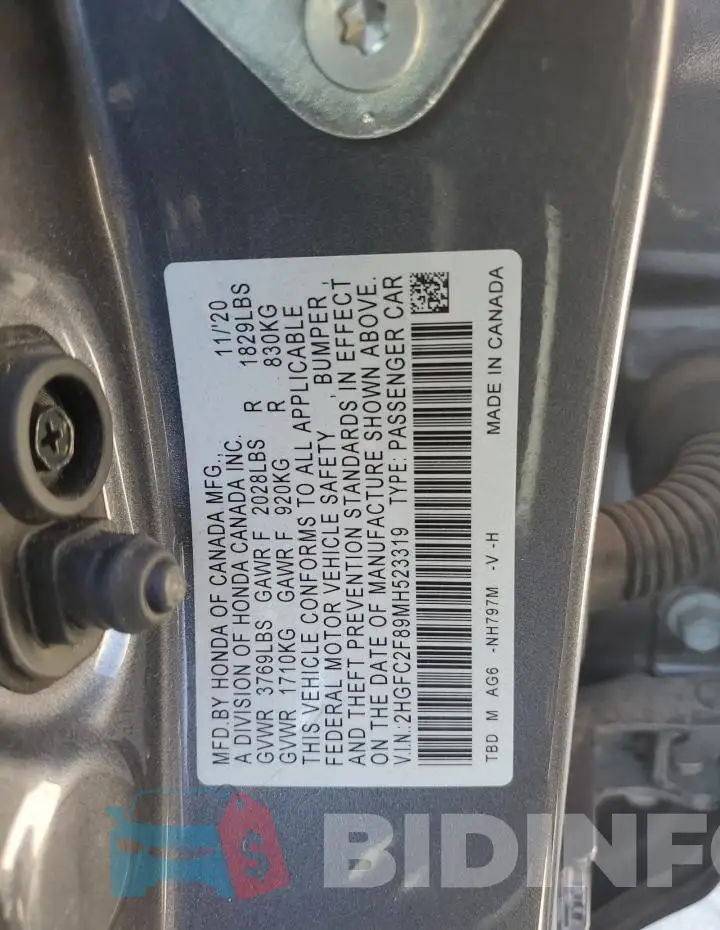 2HGFC2F89MH523319 Photo# 12