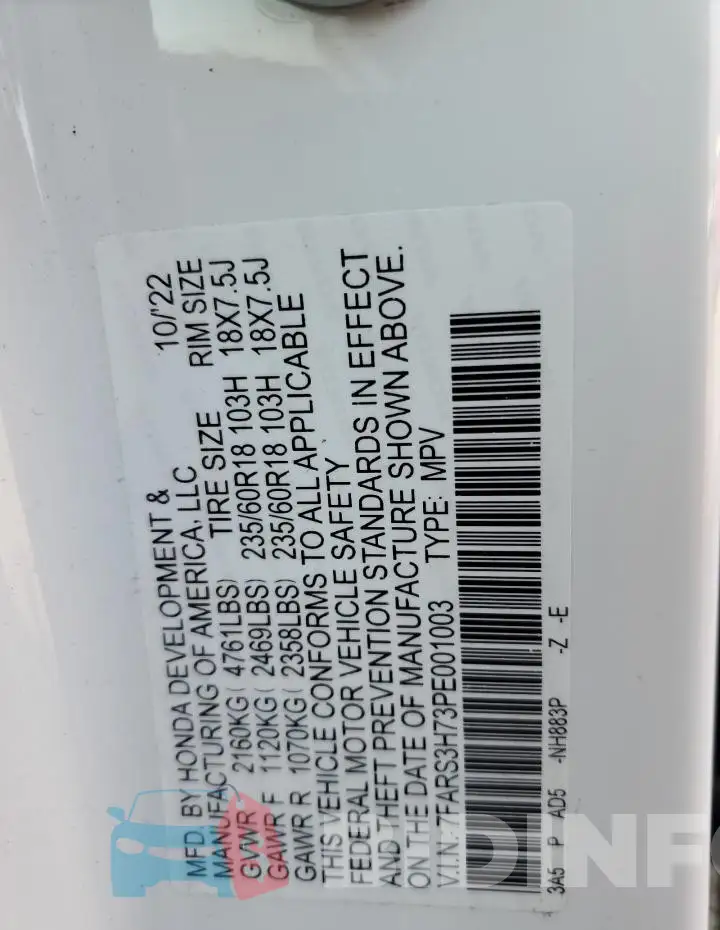 7FARS3H73PE001003 Photo# 13