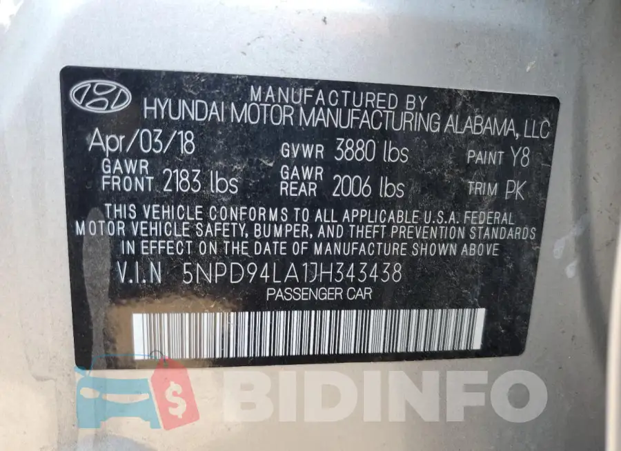 5NPD94LA1JH343438 Photo# 12