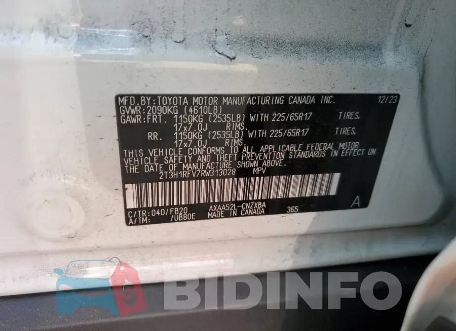 2T3H1RFV7RW313028 Photo# 13