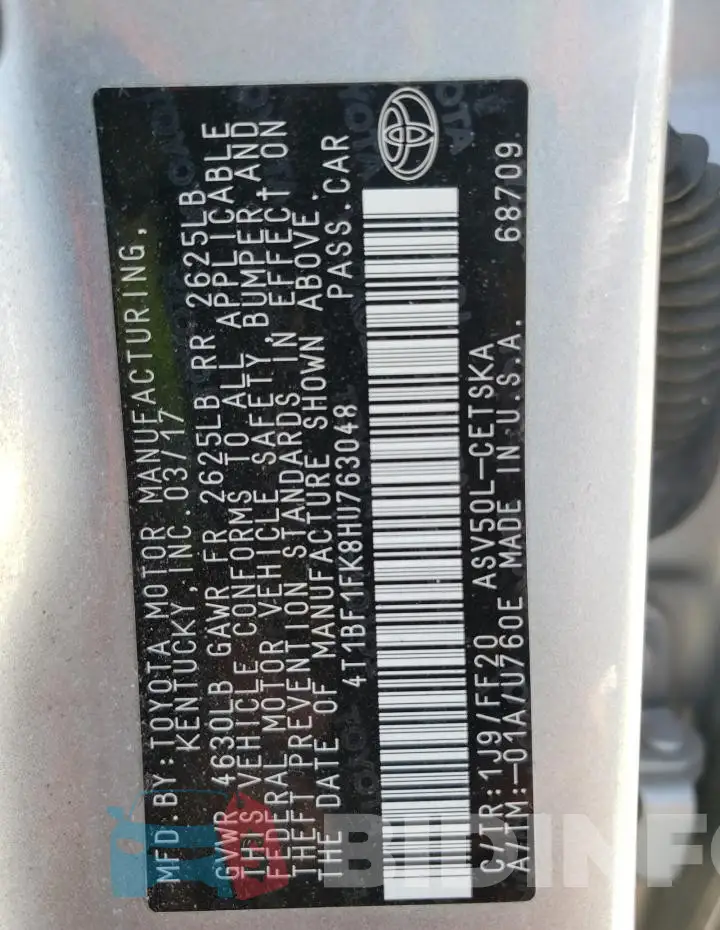 4T1BF1FK8HU763048 Photo# 12