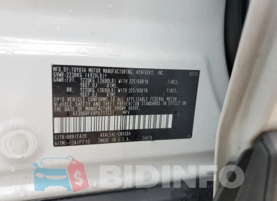 4T3D6RFVXPU111233 Photo# 14