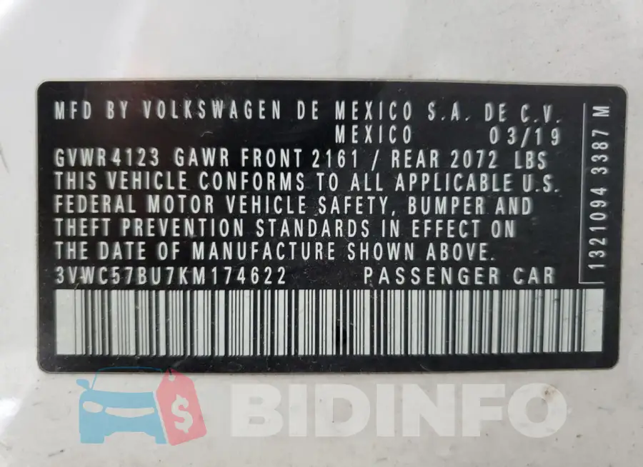 3VWC57BU7KM174622 Photo# 12