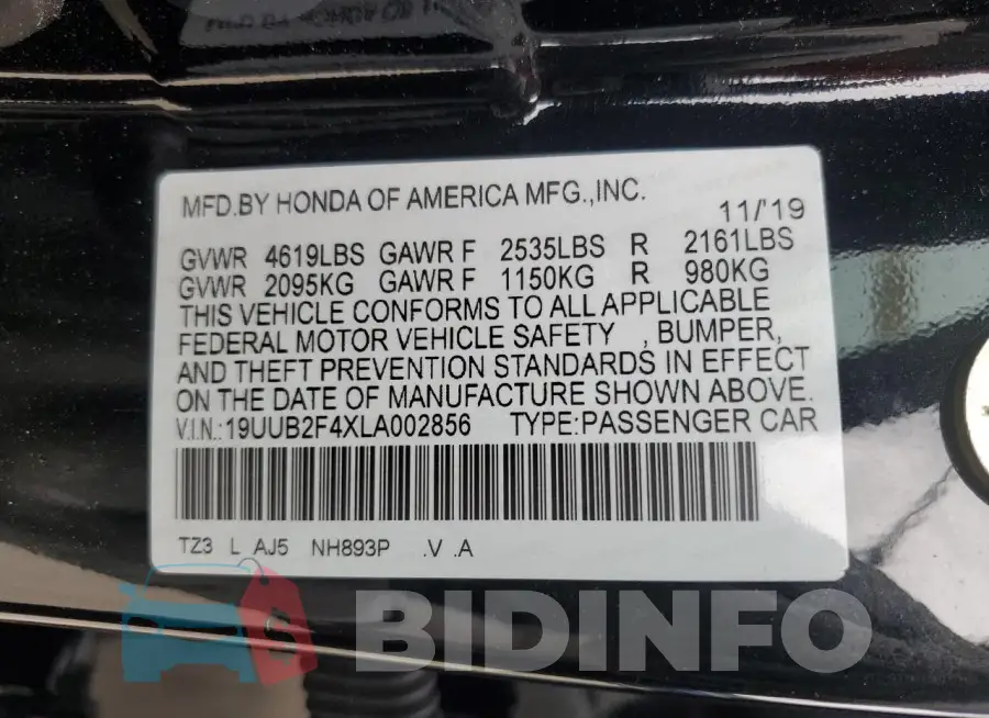 19UUB2F4XLA002856 Photo# 12