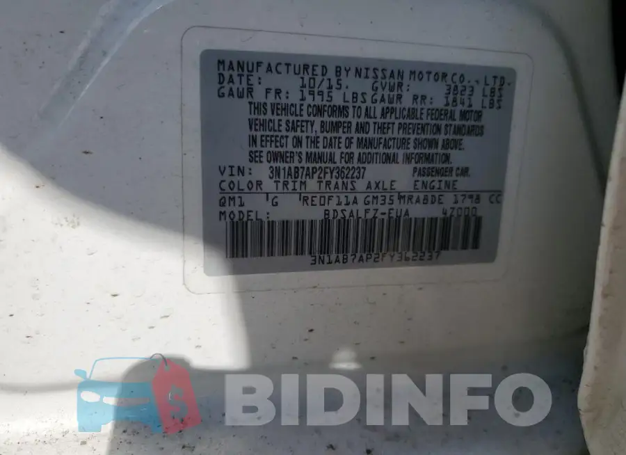3N1AB7AP2FY362237 Photo# 12