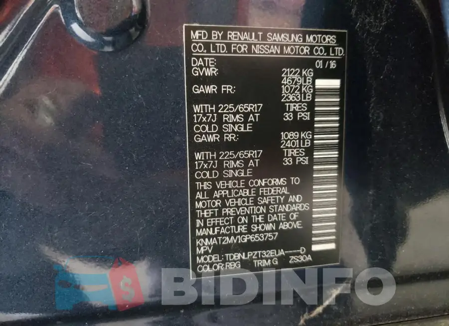 KNMAT2MV1GP653757 Photo# 13