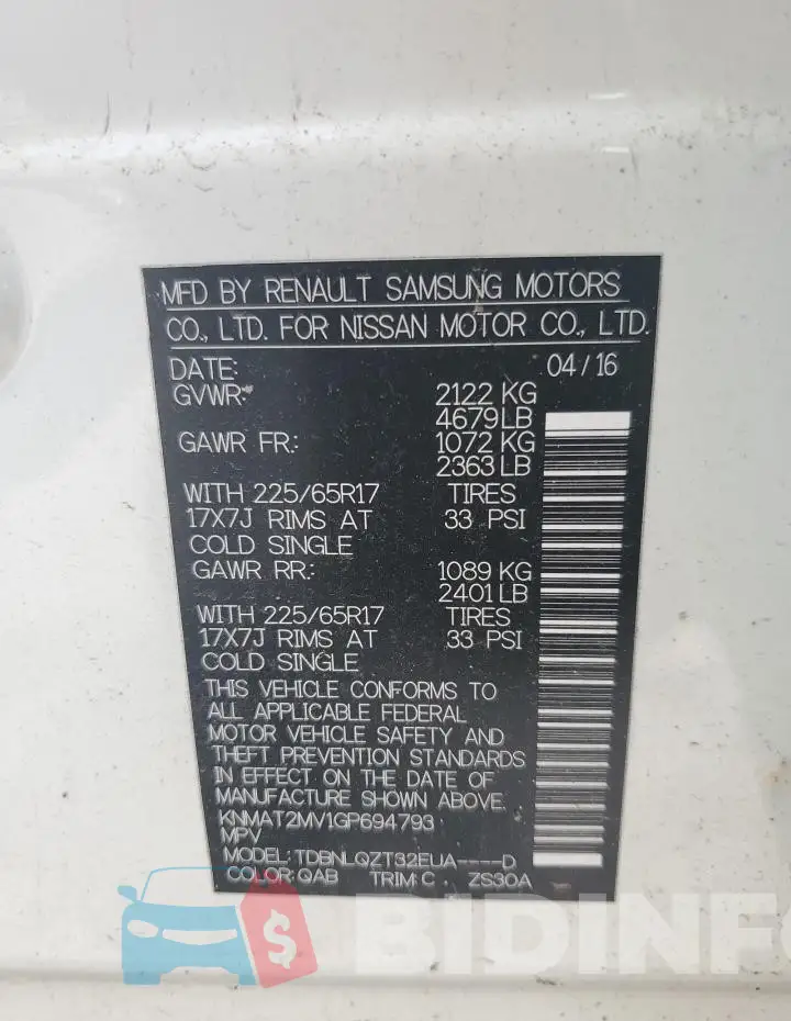KNMAT2MV1GP694793 Photo# 14