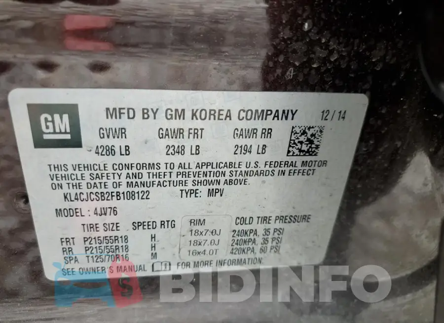 KL4CJCSB2FB108122 Photo# 12