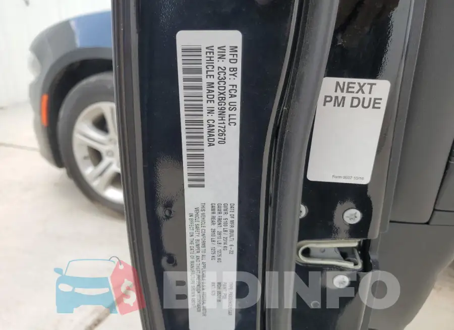 2C3CDXBG9NH172670 Photo# 12