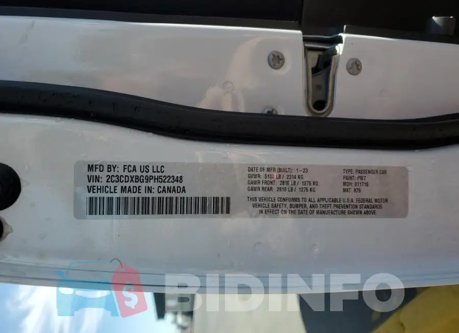 2C3CDXBG9PH522348 Photo# 12