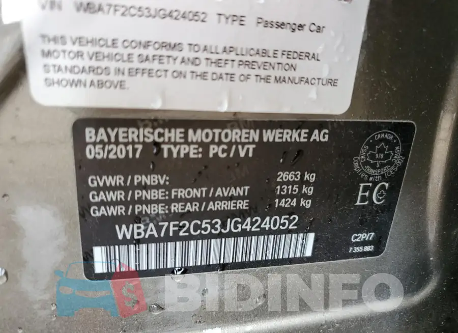 WBA7F2C53JG424052 Photo# 12