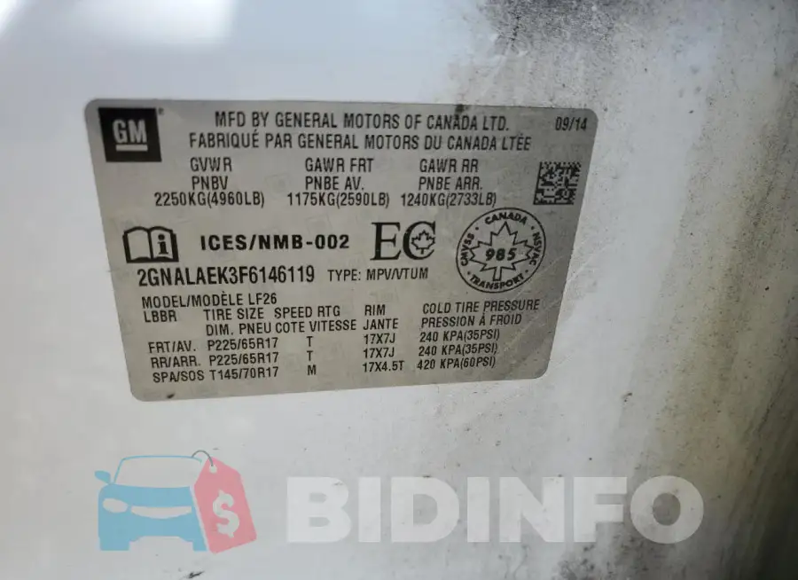 2GNALAEK3F6146119 Photo# 12