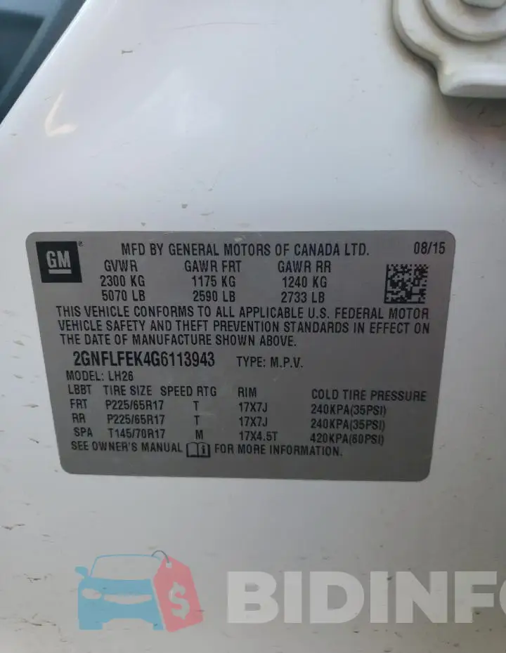 2GNFLFEK4G6113943 Photo# 13