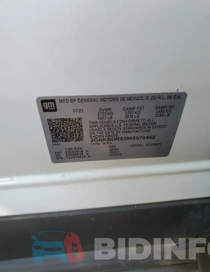 3GNKBDRS5MS576462 Photo# 14