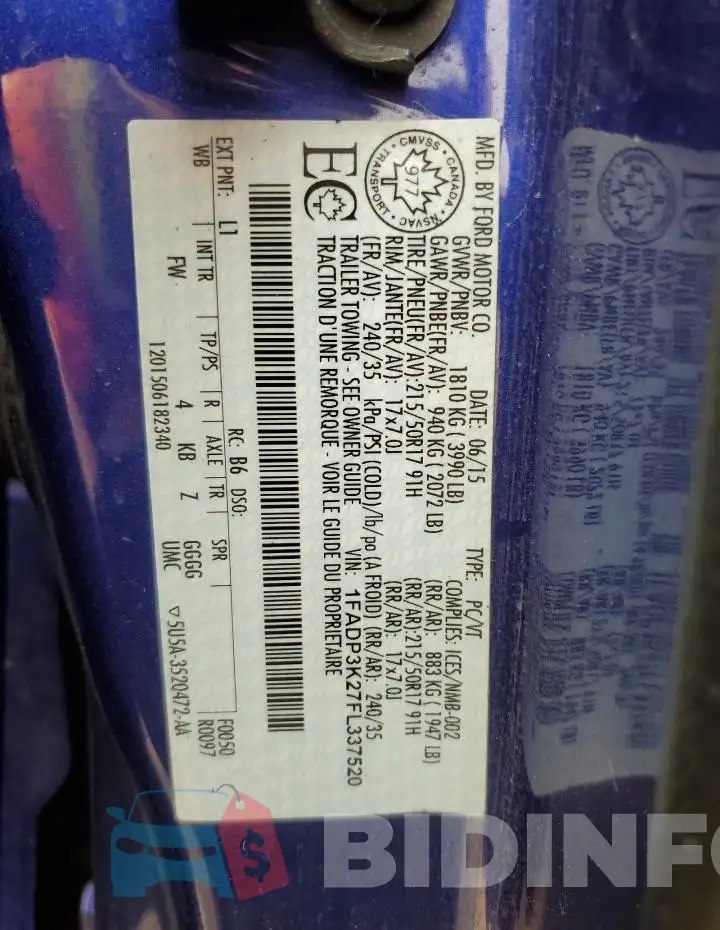 1FADP3K27FL337520 Photo# 12