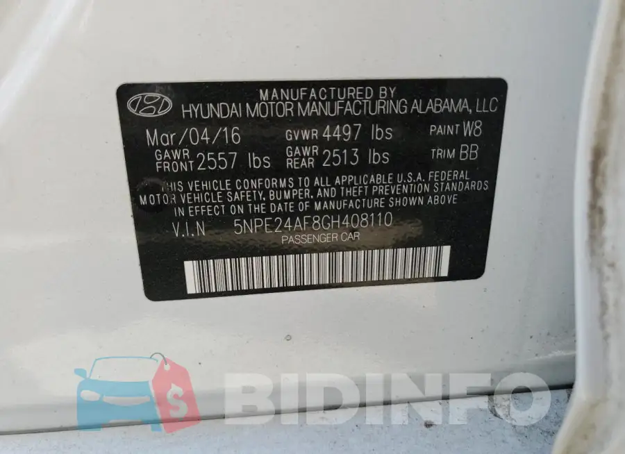 5NPE24AF8GH408110 Photo# 12