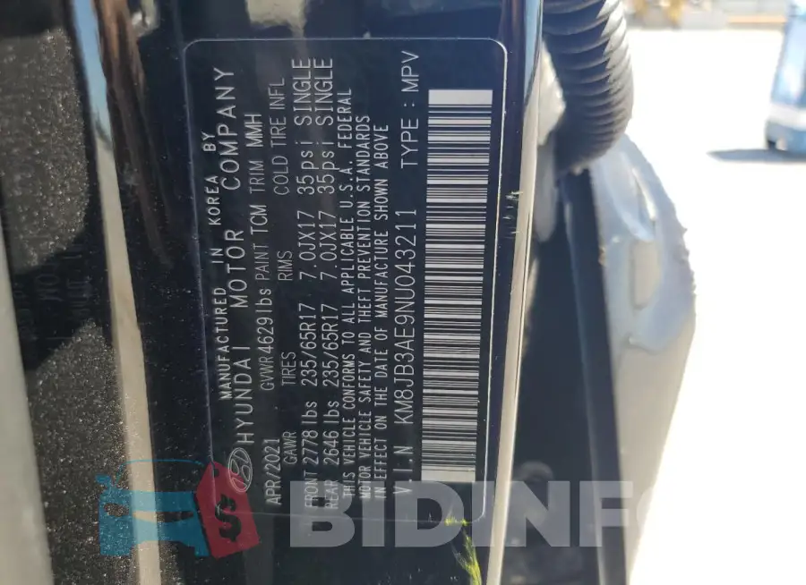 KM8JB3AE9NU043211 Photo# 13