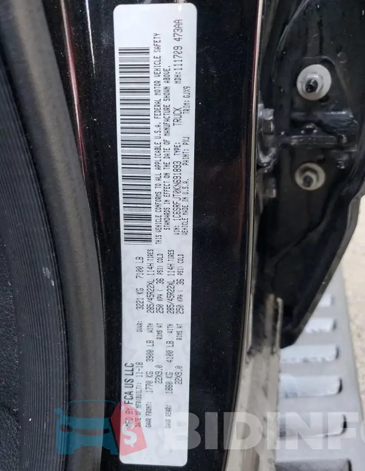 1C6SRFJT0KN691893 Photo# 13