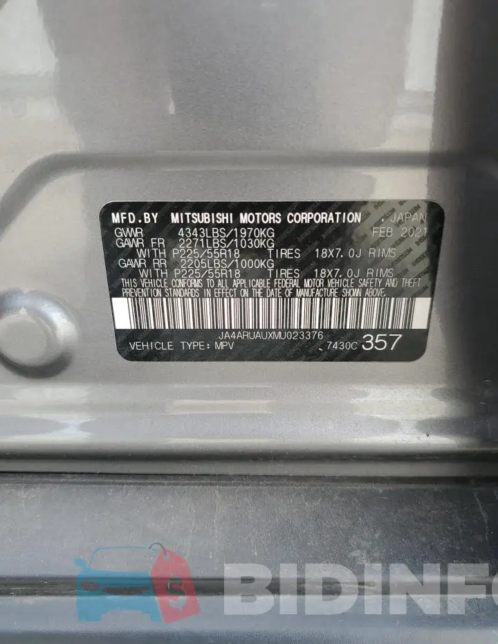 JA4ARUAUXMU023376 Photo# 13