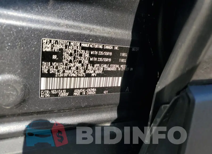 2T3A1RFVXMW214875 Photo# 13