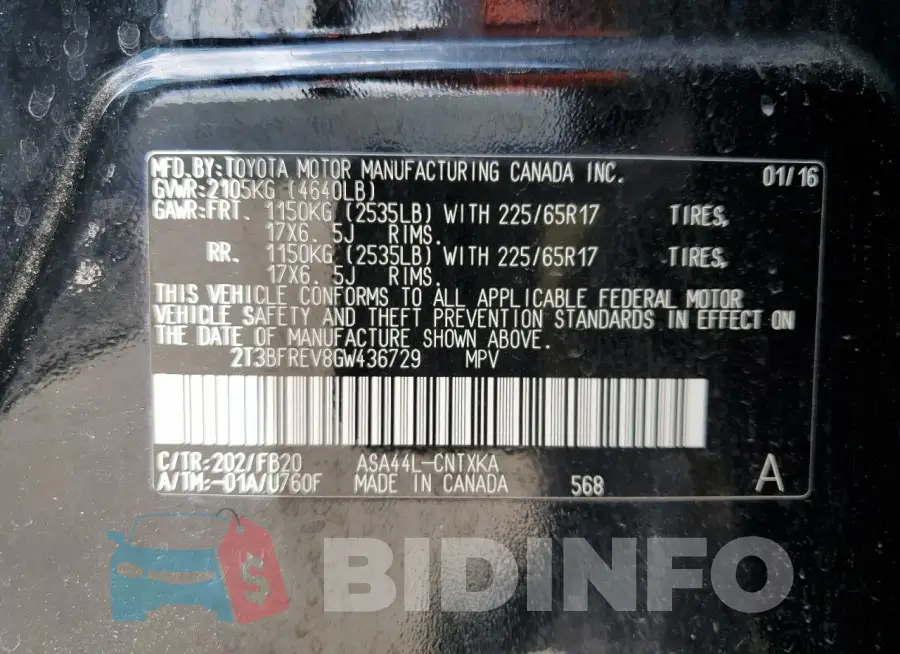 2T3BFREV8GW436729 Photo# 13