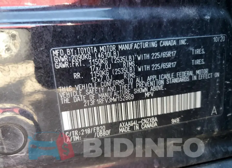 2T3F1RFV3MW152869 Photo# 14