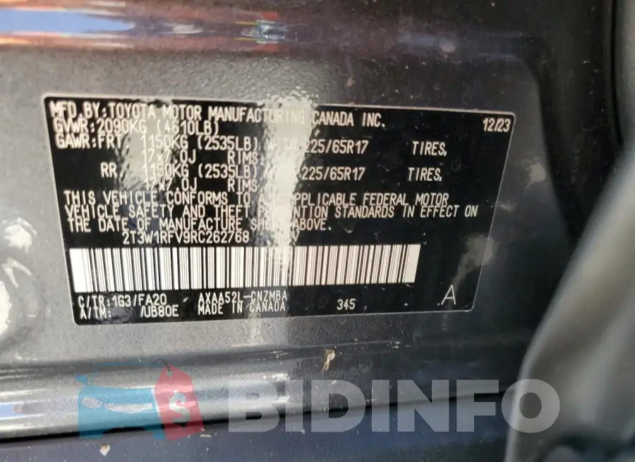 2T3W1RFV9RC262768 Photo# 12