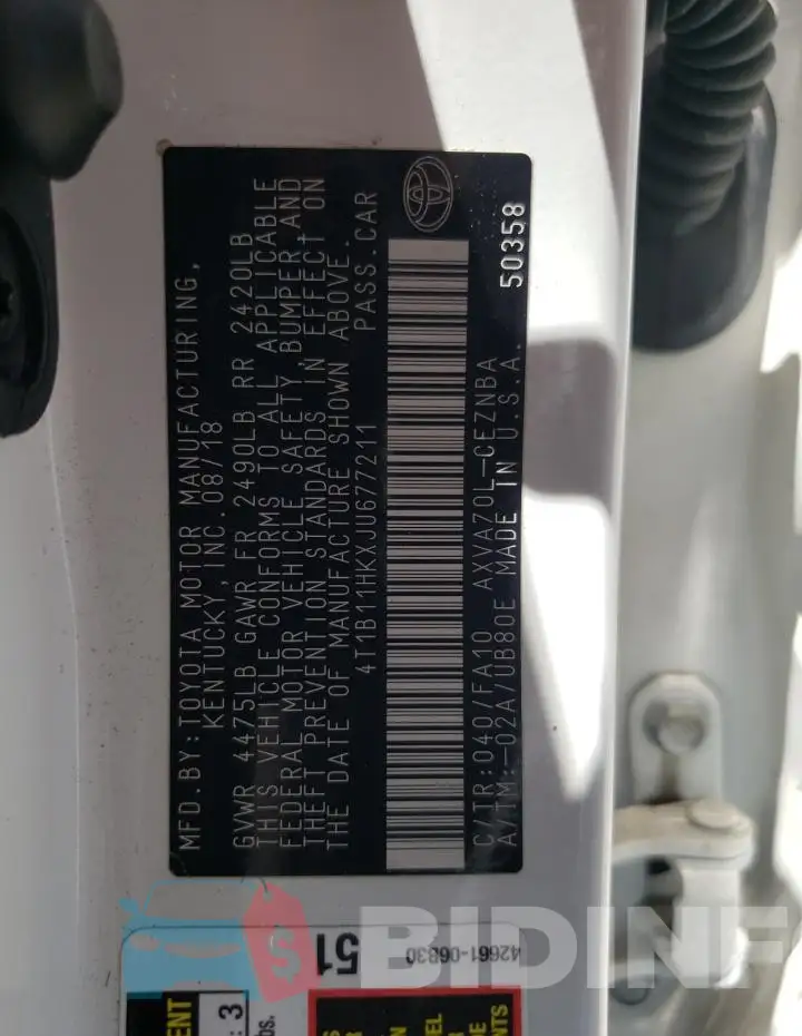 4T1B11HKXJU677211 Photo# 12