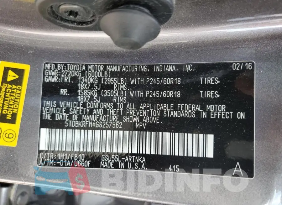 5TDBKRFH4GS257562 Photo# 14